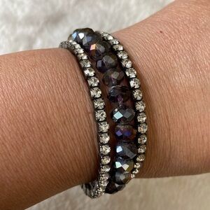 Purple Crystal Beads and Rhinestones‎ Wrap Around Bracelet